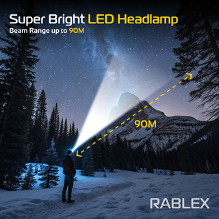 Share RABLEX LED Headlamp 1000 Lumen – Rechargeable USB-C, Lightweight, Waterproof - RB 654