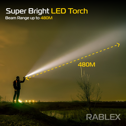 REBLEX LED Taschenlampe, Weiß/Rot/Grün Licht, 9 Modi 3 Farbe 5000 mAh - RB711
