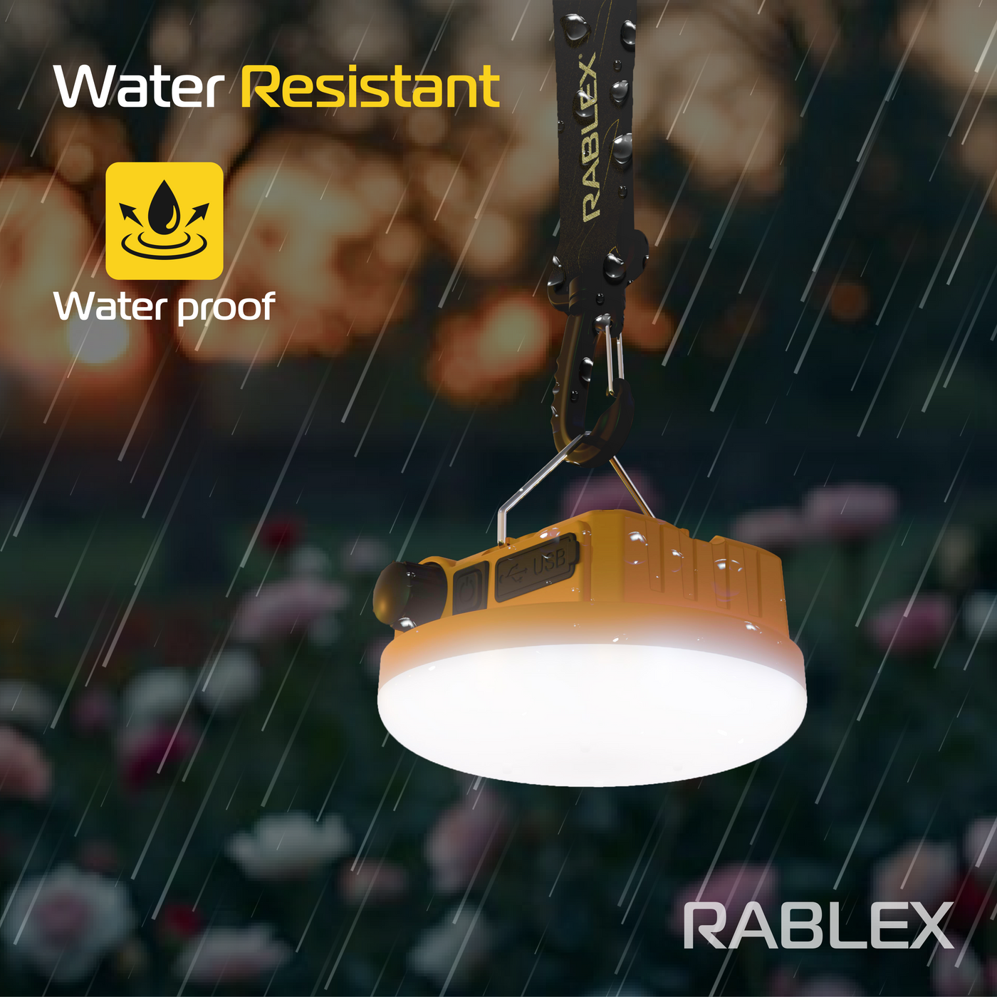 Rablex RB561 LED Camping Lamp 30W – Rechargeable with USB, Waterproof