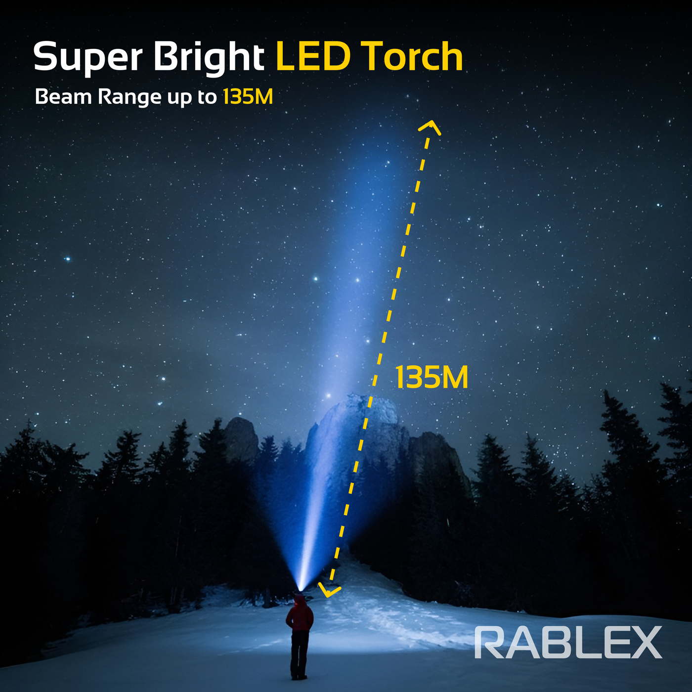 RABLEX LED Taschenlampe 4000 Lumen – 5 Modi Torch Flashlight,t  Wasserdicht - RB705