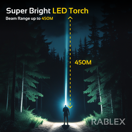 RABLEX LED Taschenlampe – Aluminium Torch Flashlight, Wiederaufladbar 1500 LM - RB 709