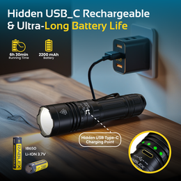 RABLEX LED Taschenlampe – Aluminium Torch Flashlight, Wiederaufladbar 1500 LM - RB 709