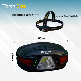 RABLEX LED Stirnlampe mit Bewegungssensor, Wiederaufladbare Rotlicht kopflampe - RB663