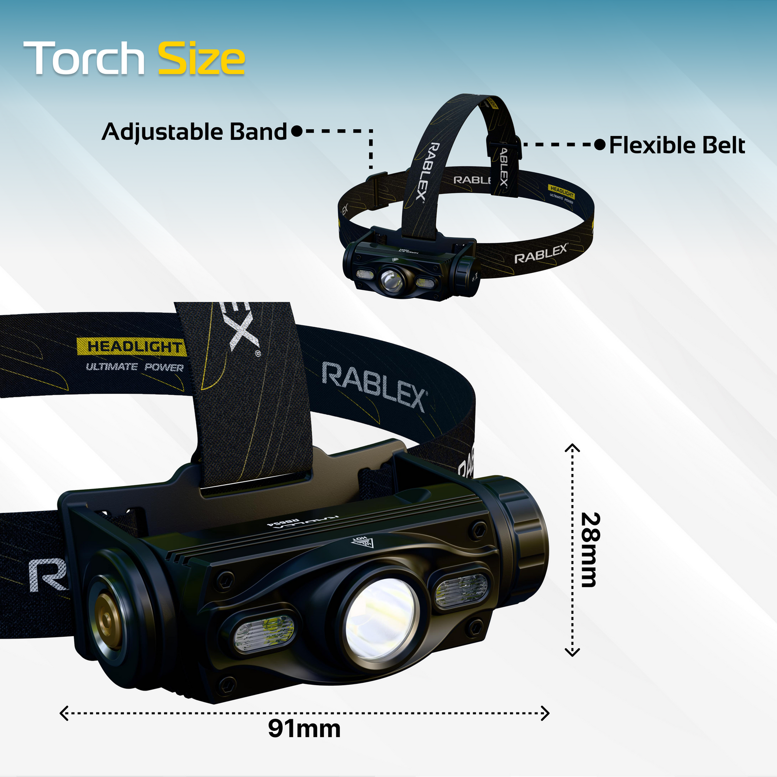 Share RABLEX LED Headlamp 1000 Lumen – Rechargeable USB-C, Lightweight, Waterproof - RB 654