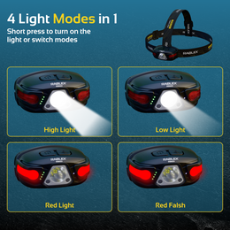RABLEX LED Stirnlampe mit Bewegungssensor, Wiederaufladbare Rotlicht kopflampe - RB663