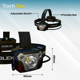 LED Headlamp Rechargeable RABLEX 400Lm Headlamp Rotlicht Sensor, Wasserdicht - RB 651