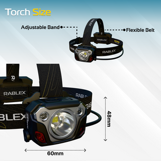 LED Headlamp Rechargeable RABLEX 400Lm Headlamp Rotlicht Sensor, Wasserdicht - RB 651
