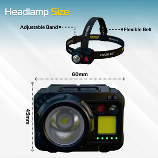 RABLEX LED Stirnlampe, 1200mAh Battery, 7 Modes, 500 Lumen wiederaufladbar - RB659