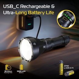 RABLEX LED-Taschenlampe 2000 Lumen, 1000 m Reichweite, wasserdicht, Aluminium - RB712
