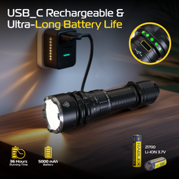 RABLEX Taschenlampe LED 1700 Lumen, 3 Farben, taktische Lampe, wiederaufladbar - RB714