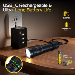 RABLEX 3000 Lumens Torch -LED Flashlight Rechargeable, Ultra Bright 5 Mode - RB716