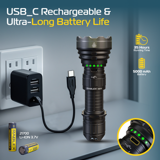 Extrem Hell LED Taschenlampe Rablex, 5000 LUMEN Wiederaufladbare Wasserdicht - RB717