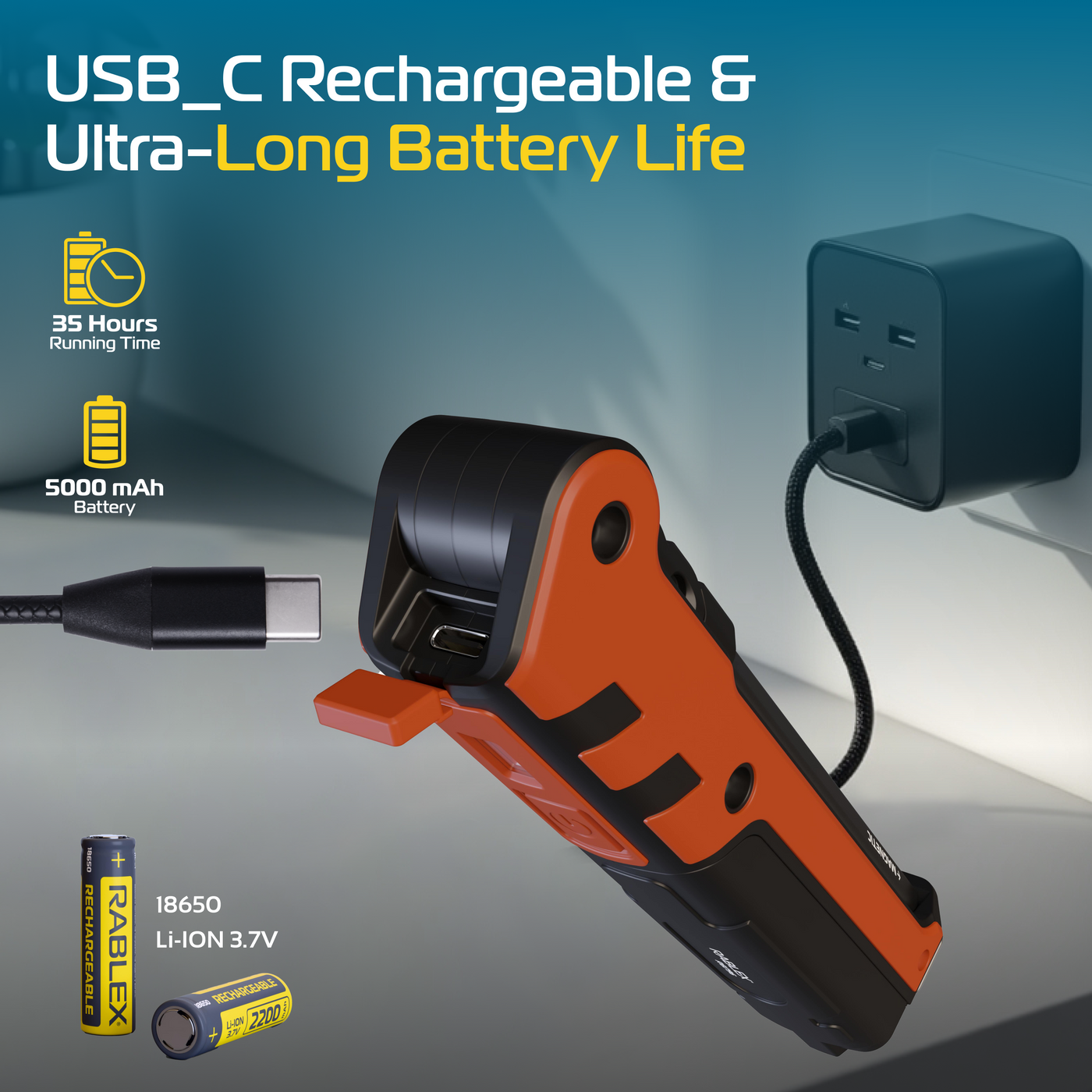 RABLEX COB/LED Akku Arbeitsleuchte ausklappbar bis 180° verstellbar Magnetfuß LT