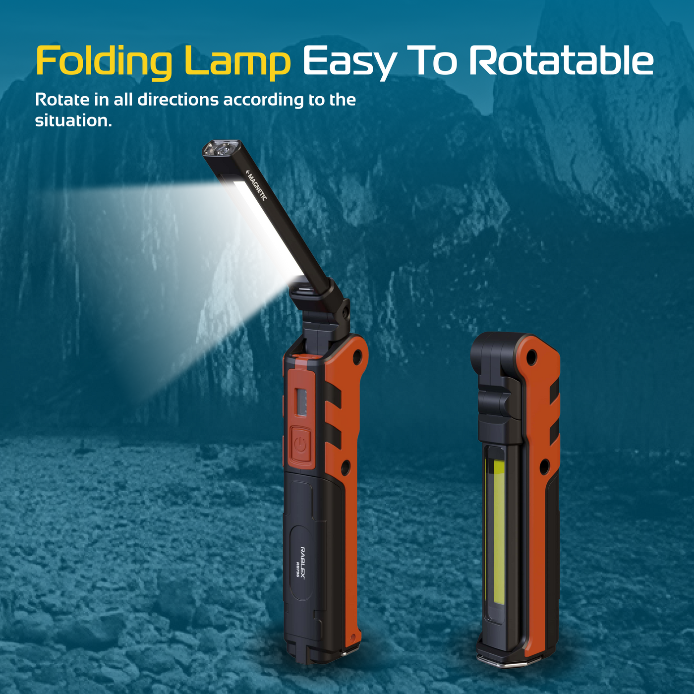 RABLEX COB/LED Akku Arbeitsleuchte ausklappbar bis 180° verstellbar Magnetfuß LT