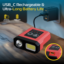 RABLEX 5in1 LED Stirnlampe Rot Gelb Weiß 800LM Wasserdicht Wiederaufladbar Lampe