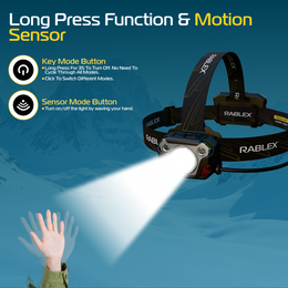 LED Headlamp Rechargeable RABLEX 400Lm Headlamp Rotlicht Sensor, Wasserdicht - RB 651