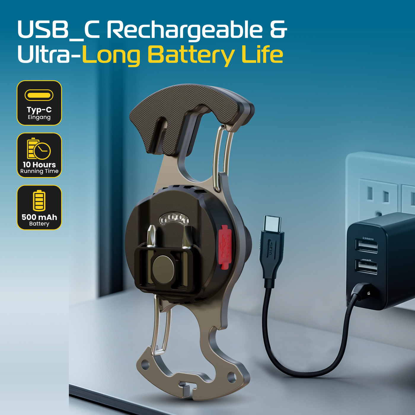 Mini Keychain Flashlight Emergency Rechargeable SuperLarge Floodlight