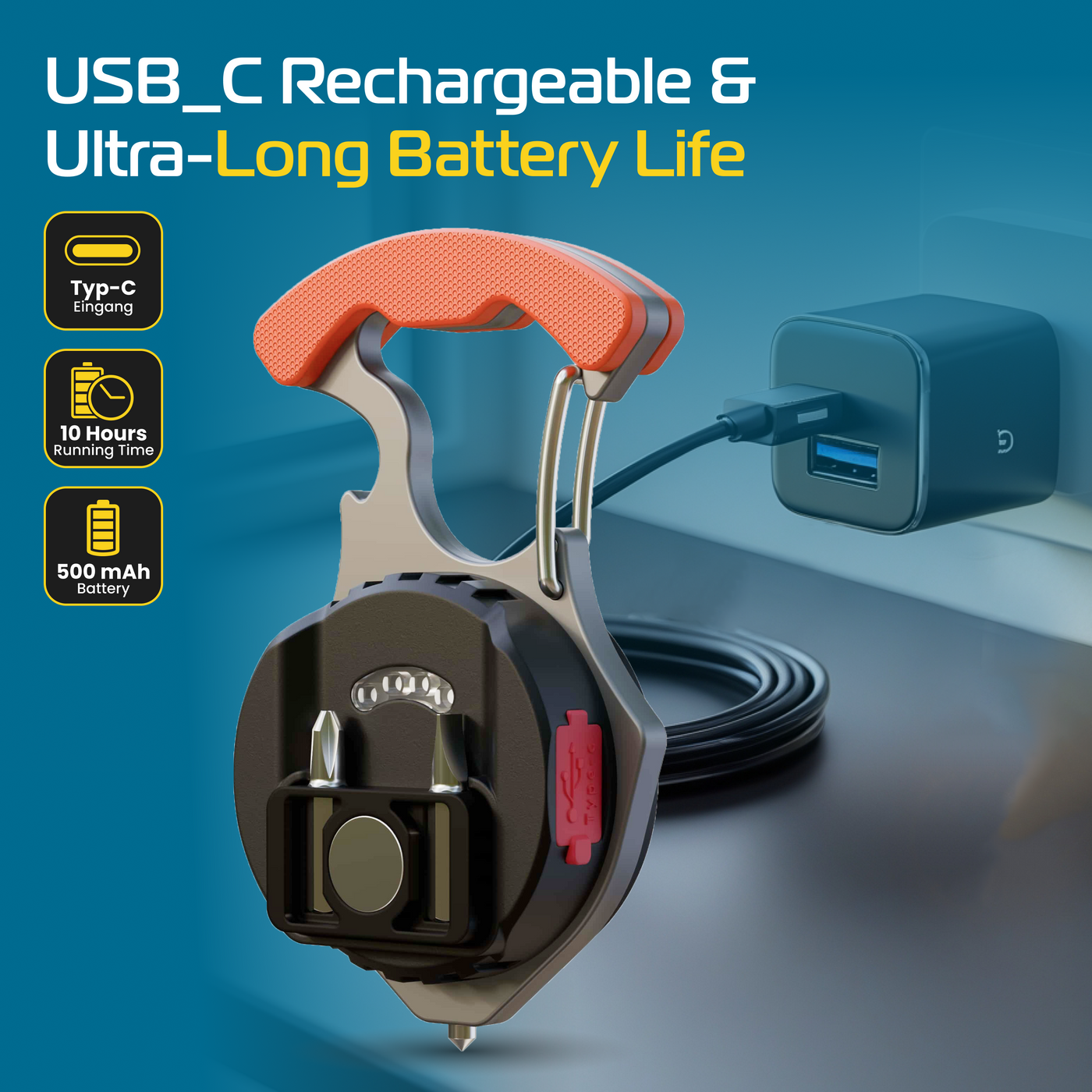 RABLEX Mini-Schlüsselanhänger Taschenlampe, 6 Modi Weiß/Warm/Rot Superhelle