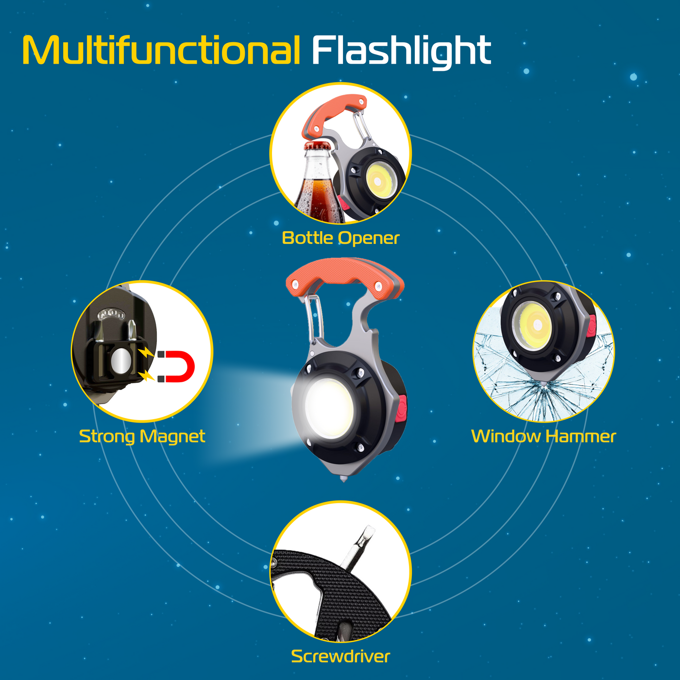 RABLEX Mini-Schlüsselanhänger Taschenlampe, 6 Modi Weiß/Warm/Rot Superhelle