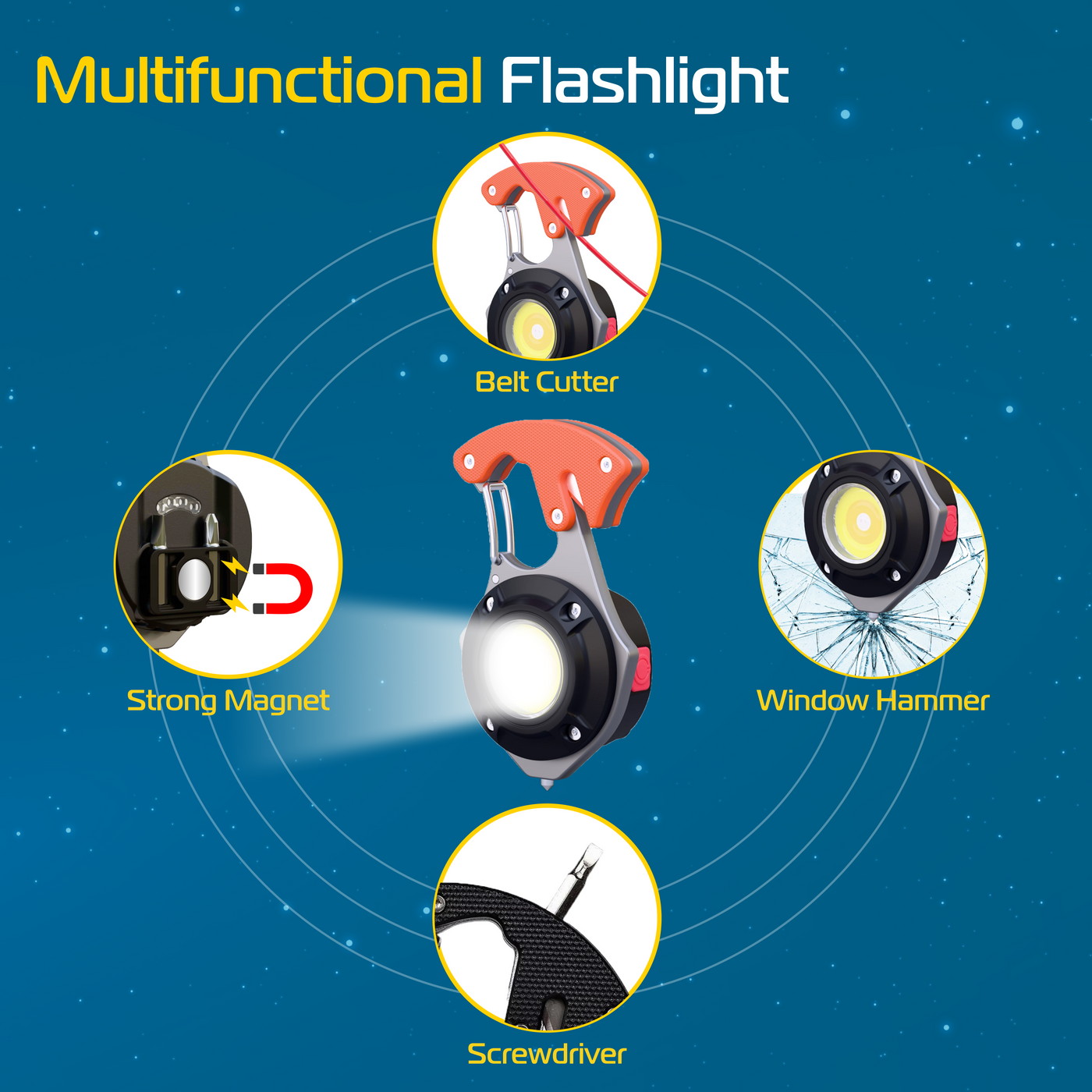 Schlüsselanhänger Taschenlampe RABLEX 6 Modi – Weiß/Warm/Rot 6 Modi, Aluminum