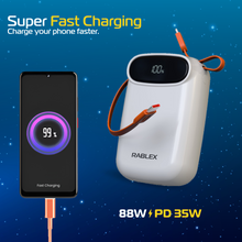 RABLEX Powerbank 10000mAh 88W PD 35W USB-C Schnellladegerät für Handy & Laptop