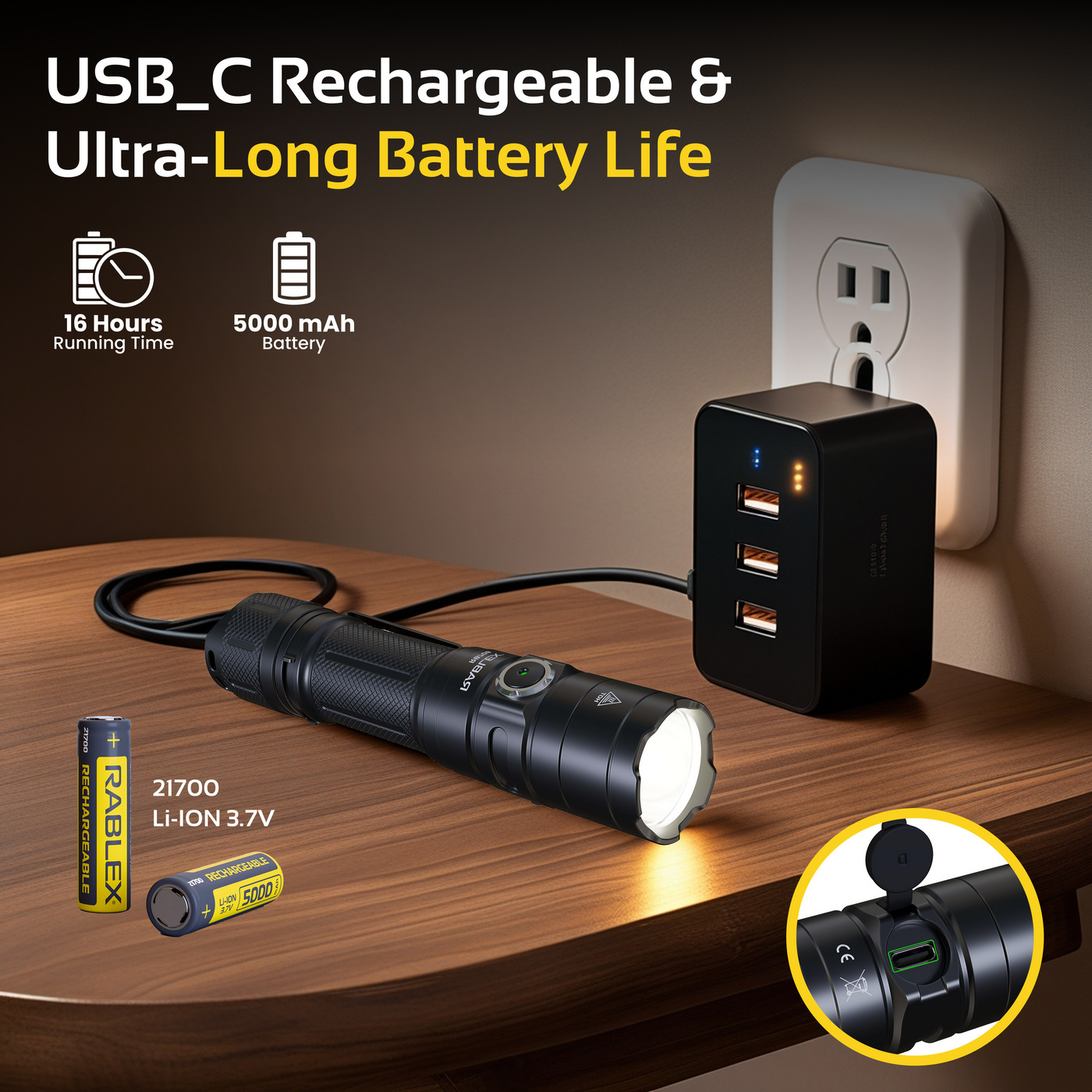 4200 Lumens LED Taschenlampe, Aluminium Ultrahell Torch Flashlight, Wasserdicht - RB708