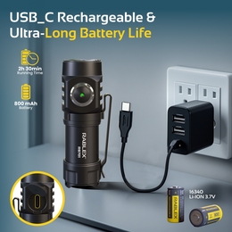 Mini LED Taschenlampe, Aluminium Torch Flashlight, Wasserdicht & wiederaufladbar - RB701