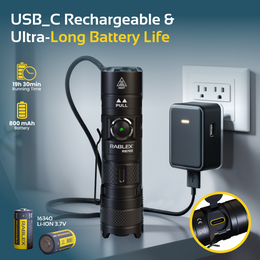 Mini LED Taschenlampe, RABLEX Superhell und wasserdicht, wiederaufladbare 5Modi - RB703