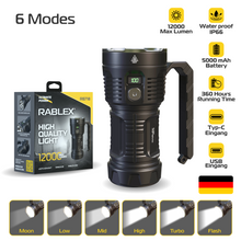 12000 LM OLED Extrem Hell Taschenlampe with Powerbank, Superhelle Torch - RB718