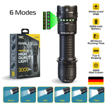 RABLEX LED Taschenlampe Superhell 3000 Lumen 5000mAh Akku Wasserdicht 5 modi
