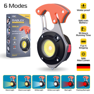 Schlüsselanhänger Taschenlampe RABLEX 6 Modi – Weiß/Warm/Rot 6 Modi, Aluminum