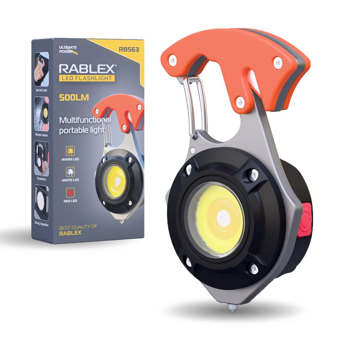 RABLEX Mini-Schlüsselanhänger-Taschenlampe, 6 Modi Weiß/Warm/Rot, superhell