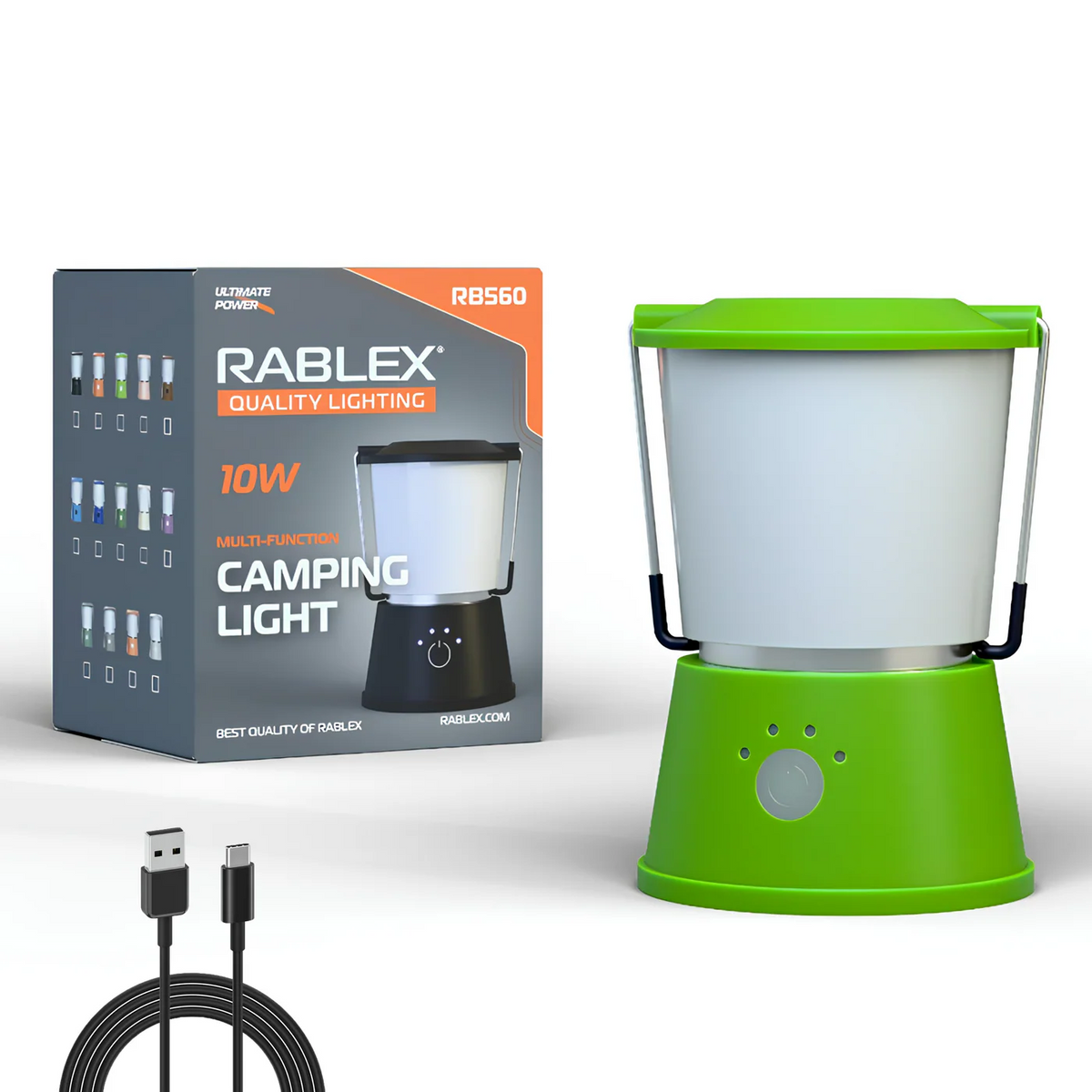 RABLEX RB560 Campinglampe 10W | 3800-mAh-Akku | USB-C | 5 Modi | IPX5 | Weiß/Rot